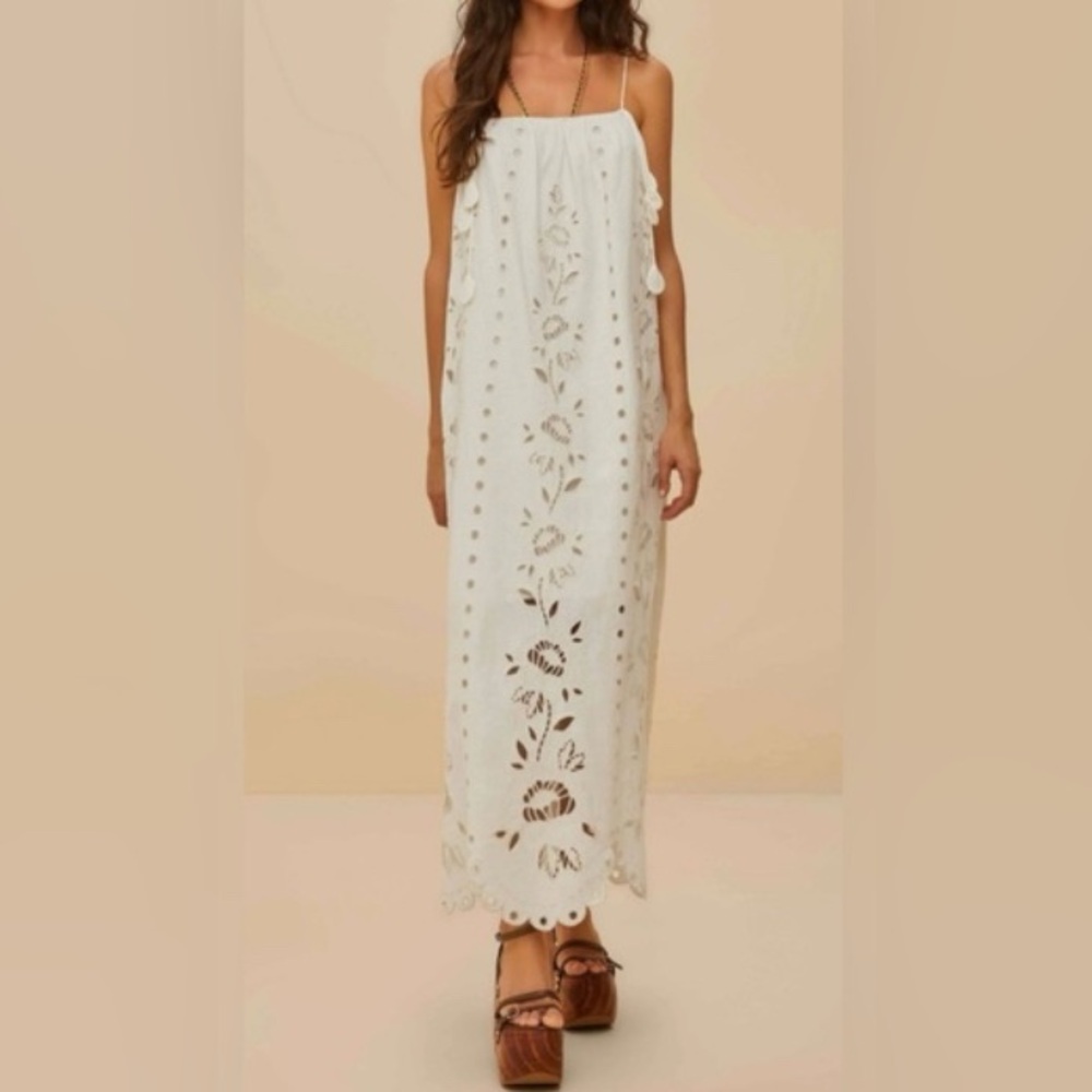 NWT Farm Rio Off-White Richelieu Sleeveless Maxi Dress Size XS